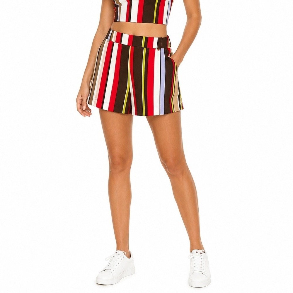 New York & Company Shorts Women Medium Multi Color Striped Stretch Casual